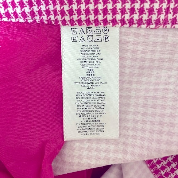 MICHAEL KORS Womens Pink White Herringbone Print Straight Leg Pants Size 10 - Picture 9 of 9